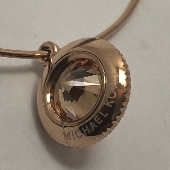 Michael Kors RGT Crystal Charm Drop Hoop Earrings - Picture 6 of 8